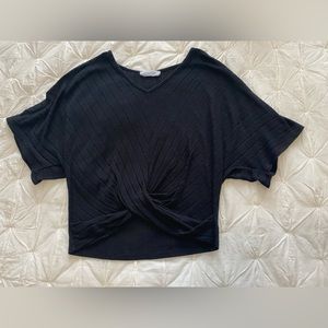 All in Favor twist front Crop Top soft flowy ribbed
